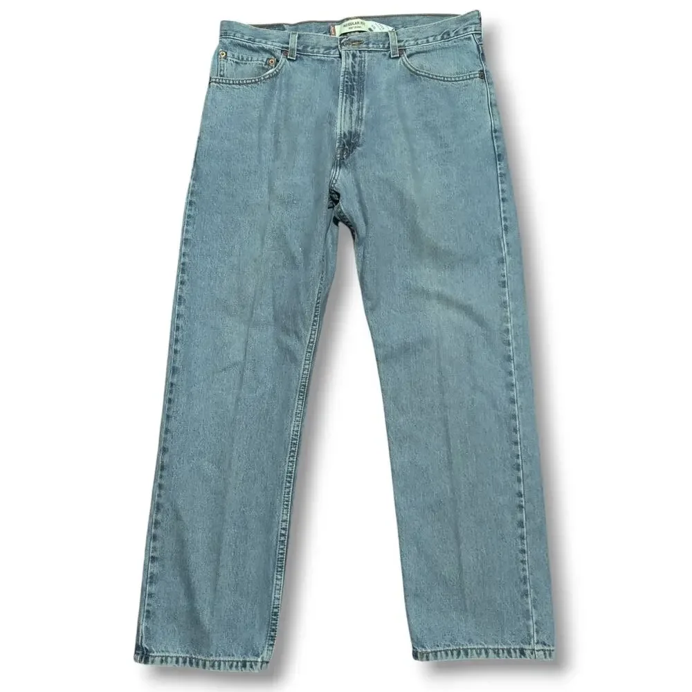 Vintage Levis 505 Jeans Mens 34 x 29 Regular Fit Light Blue Washed Denim